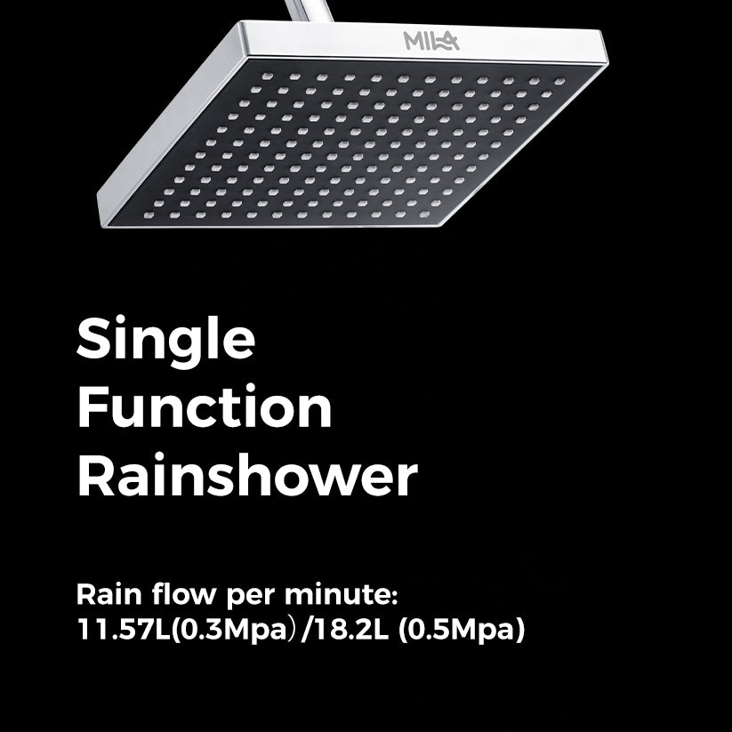 Mila Matte Rain Shower, 200 * 200mm, Shower Head surface with Chrome Rain Shower Head, MSXX0306CM, Single Function